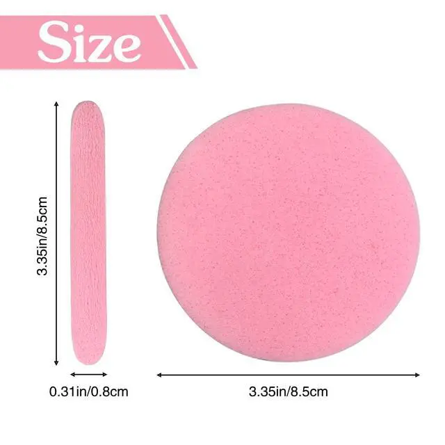 Alt view image 2 of 7 - 120 Pcs Facial Sponge Compressed,Face Cleansing Sponge Makeup Removal Sponge Pad,Exfoliating Wash Round Sponge for Women,Girls(Pink,Yellow)