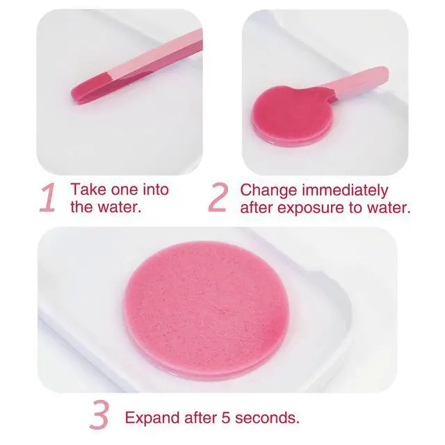 Alt view image 4 of 7 - 120 Pcs Facial Sponge Compressed,Face Cleansing Sponge Makeup Removal Sponge Pad,Exfoliating Wash Round Sponge for Women,Girls(Pink,Yellow)
