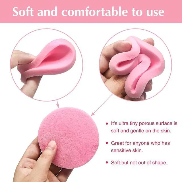Alt view image 5 of 7 - 120 Pcs Facial Sponge Compressed,Face Cleansing Sponge Makeup Removal Sponge Pad,Exfoliating Wash Round Sponge for Women,Girls(Pink,Yellow)