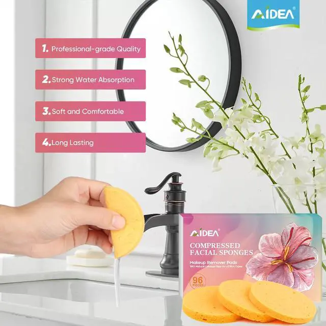 Alt view image 4 of 7 - Compressed Facial Sponges, 96Count, Face Sponges for Cleansing | Cosmetic Makeup Sponges for Facial Cleansing, Facial Sponges for Washing Face, Exfoliating, Makeup Removal, Travel Essentials