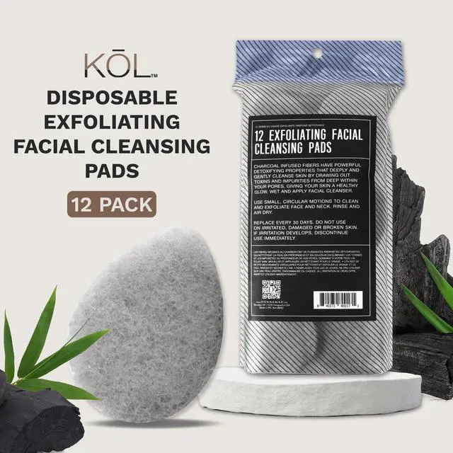 Alt view image 2 of 7 - Face Scrubber, Charcoal Infused Exfoliating Facial Cleansing Pads, Disposable Exfoliator Face Sponge for Daily Cleaning and Makeup Removal, 12 Count