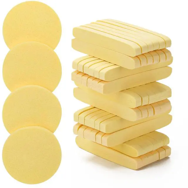 Main image of 120P Yellow Compressed Facial Sponges, Cleansing Estheticians Sponge | 120 Yellow Round Face Sponges, Expands In Water, Soft and Safe For Face Cleansing, Makeup Removal, Exfoliating, Lotion Use