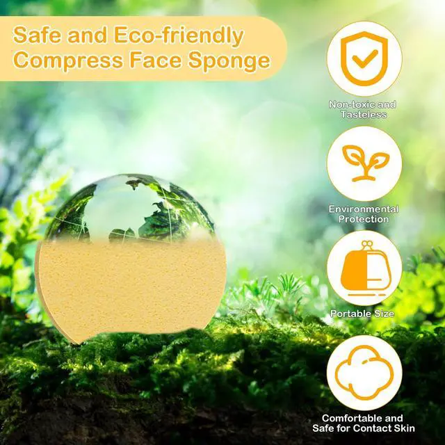 Alt view image 3 of 6 - 120P Yellow Compressed Facial Sponges, Cleansing Estheticians Sponge | 120 Yellow Round Face Sponges, Expands In Water, Soft and Safe For Face Cleansing, Makeup Removal, Exfoliating, Lotion Use