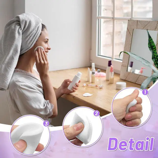 Alt view image 3 of 7 - 120 PCS Compressed Facial Sponges,Natural Cleansing Pads for Makeup Removal | Exfoliating Face Sponges for Deep Cleansing & Washing,Soft White Spa Pads for Daily Skincare Routine