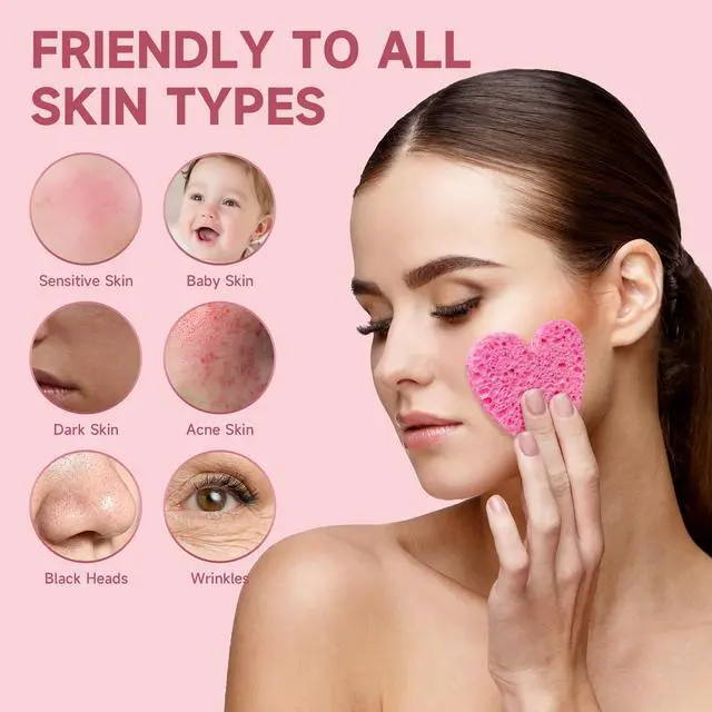 Alt view image 3 of 7 - 100 Count Compressed Facial Sponges 100% Natural Cellulose Eco-Friendly Makeup Sponges for Gentle Cleansing, Exfoliating & Stubborn Makeup Removal Travel for Women (pink)
