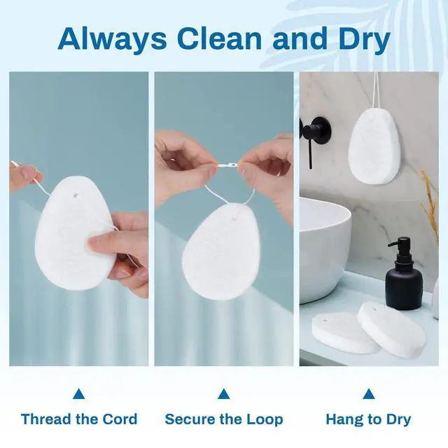 Alt view image 2 of 7 - Exfoliating Facial Sponge, 18 Pack Tear Drop Face Scrubber for Deep Cleansing & Makeup Removal, Reusable Face Exfoliator Pads for Blackheads & Dead Skin, Quick-Dry Hanging Design for Daily Use