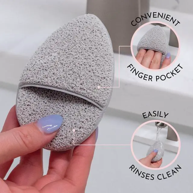Alt view image 2 of 6 - Face Scrubber, 2 Pack, 2.6" x 3.9", Grey and Sage | Teardrop Shape Face Sponge, Exfoliation Pad, Makeup Remover, Reusable