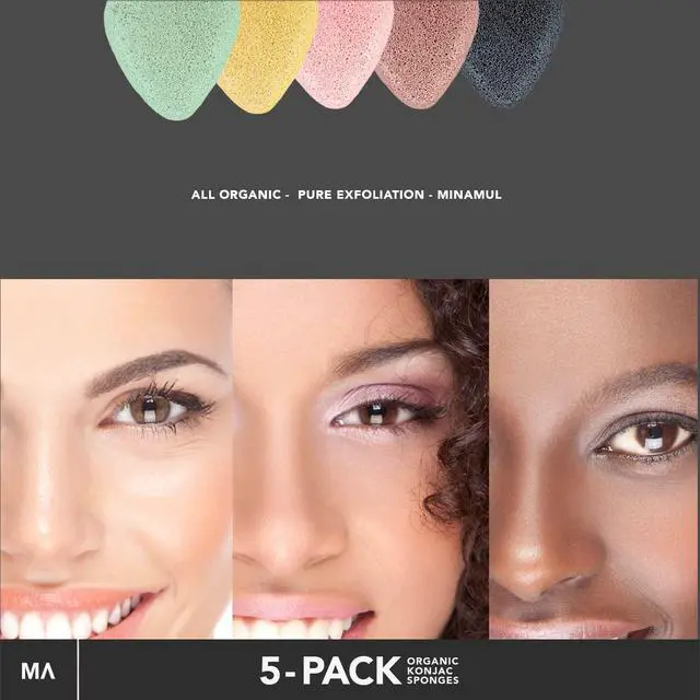 Alt view image 5 of 5 - Konjac Exfoliating Organic Facial Sponge Set | Gentle Daily face Scrub/Skincare | Safe for Oily, Dry, Combination or Sensitive Skin | Charcoal, Turmeric, French Green, Red & Pink Clay