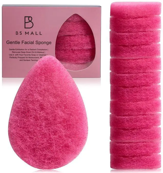 Main image of Facial Sponge 12 Pcs Exfoliating Face Scrubber for Deep Cleansing, Removes Blackheads, Reusable Design, Perfect for Skin Care Routine (Hot Pink-Soft Texture)