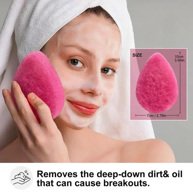 Alt view image 4 of 6 - Facial Sponge 12 Pcs Exfoliating Face Scrubber for Deep Cleansing, Removes Blackheads, Reusable Design, Perfect for Skin Care Routine (Hot Pink-Soft Texture)