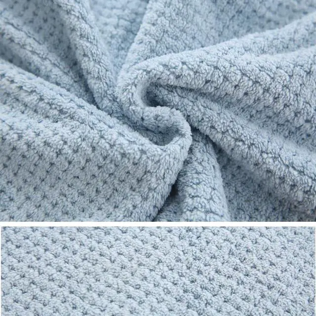 Alt view image 5 of 6 - 2 Pack Absorbent Microfiber Hair Towel Wrap,Anti-frizz Hair Drying Towel with Button to Dry Hair Quickly,25.6X9.8 inch (Gray&Blue)