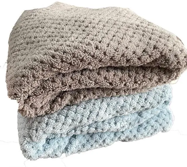 Alt view image 6 of 6 - 2 Pack Absorbent Microfiber Hair Towel Wrap,Anti-frizz Hair Drying Towel with Button to Dry Hair Quickly,25.6X9.8 inch (Gray&Blue)