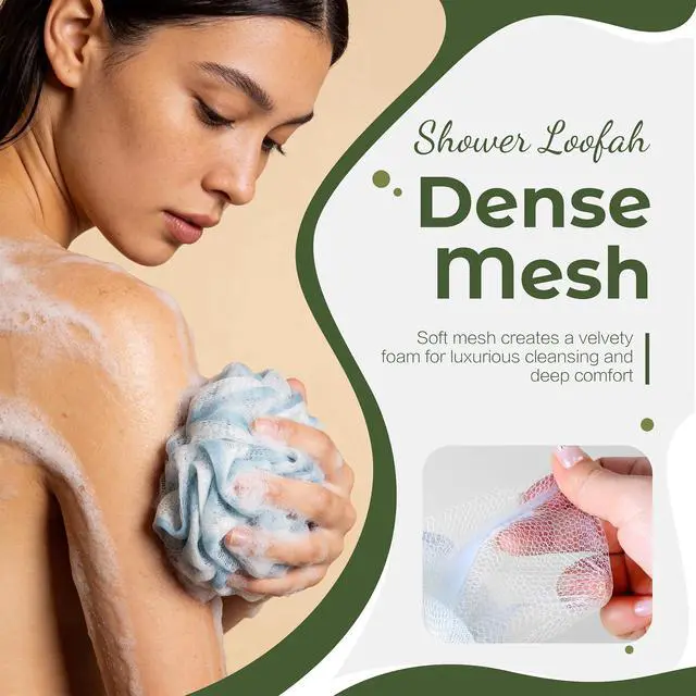 Alt view image 4 of 7 - Loofah Sponge 4 Pack, Exfoliating Body Scrubber for Shower, Soft Bath Sponges with Hanging Loop, 60G Gentle Loofah for Women Men (Pastel Colors)