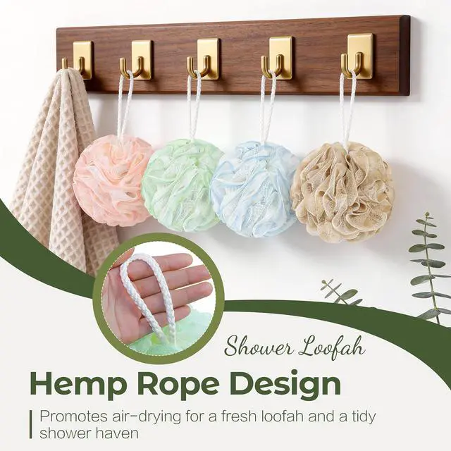 Alt view image 6 of 7 - Loofah Sponge 4 Pack, Exfoliating Body Scrubber for Shower, Soft Bath Sponges with Hanging Loop, 60G Gentle Loofah for Women Men (Pastel Colors)