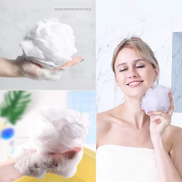 Alt view image 7 of 7 - Bath Loofah Shower Sponge Pouf Body Scrubber Exfoliator Scrubber Ball (Set of 6)
