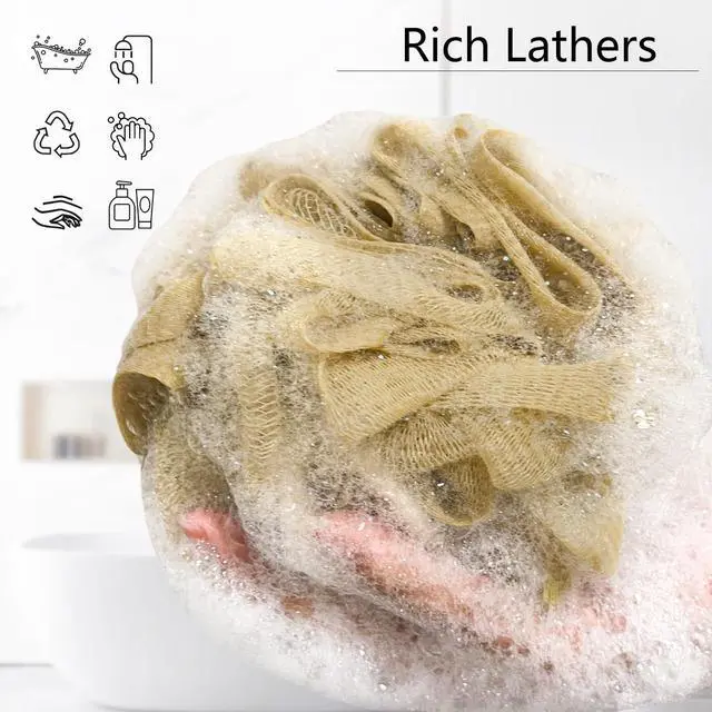 Alt view image 3 of 7 - 4 Pack Shower Loofah Sponge, 60G Bath Loofa Exfoliating Body Scrubber | Lots of Lather Loofa, Bath Sponges for Shower, Quick-Dry, All Skin Body Wash Luffa For Men Women, Soothe Skin 4 Color
