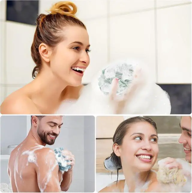 Alt view image 7 of 7 - 4 Pack Shower Loofah Sponge, 60G Bath Loofa Exfoliating Body Scrubber | Lots of Lather Loofa, Bath Sponges for Shower, Quick-Dry, All Skin Body Wash Luffa For Men Women, Soothe Skin 4 Color