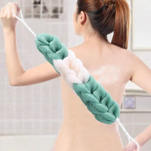 Alt view image 5 of 7 - 4 Packs Long Stretch Back Sponge with Rope Handles Back Scrubber Bath Shower Mesh Sponge Exfoliating Body Scrub Stretch Braided Loofah for Men and Women (B-1 Grey+1 Green+1 Pink+1 Coffee)