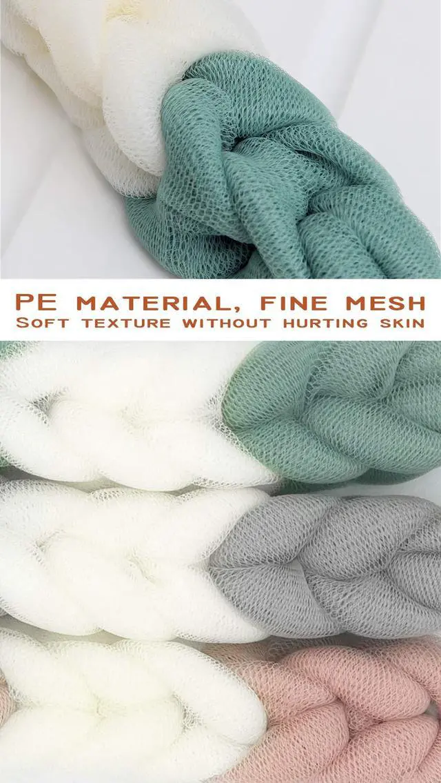 Alt view image 7 of 7 - 4 Packs Long Stretch Back Sponge with Rope Handles Back Scrubber Bath Shower Mesh Sponge Exfoliating Body Scrub Stretch Braided Loofah for Men and Women (B-1 Grey+1 Green+1 Pink+1 Coffee)