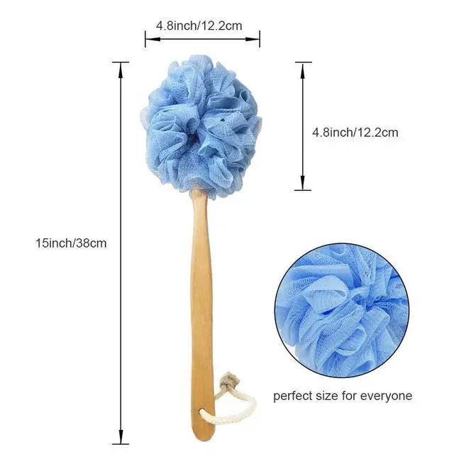 Alt view image 4 of 6 - Back Scrubber for Shower & Body, Long Handle Bath Brush with Loofah Sponge, Exfoliating Shower Brush for Men and Women