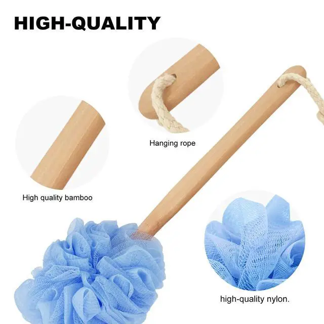 Alt view image 3 of 6 - Back Scrubber for Shower & Body, Long Handle Bath Brush with Loofah Sponge, Exfoliating Shower Brush for Men and Women
