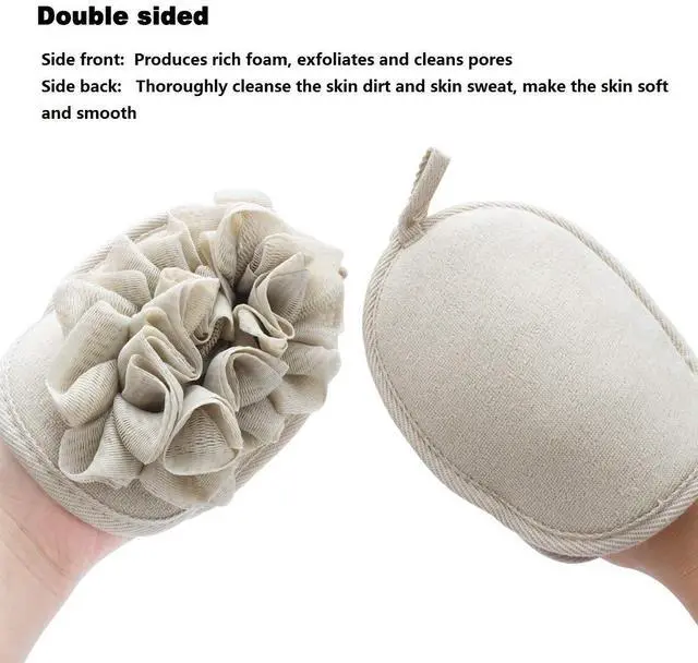 Alt view image 2 of 7 - 3 Pack Body Sponge Brushes Pouf Mesh Brush Shower Glove with Flower Bath Ball