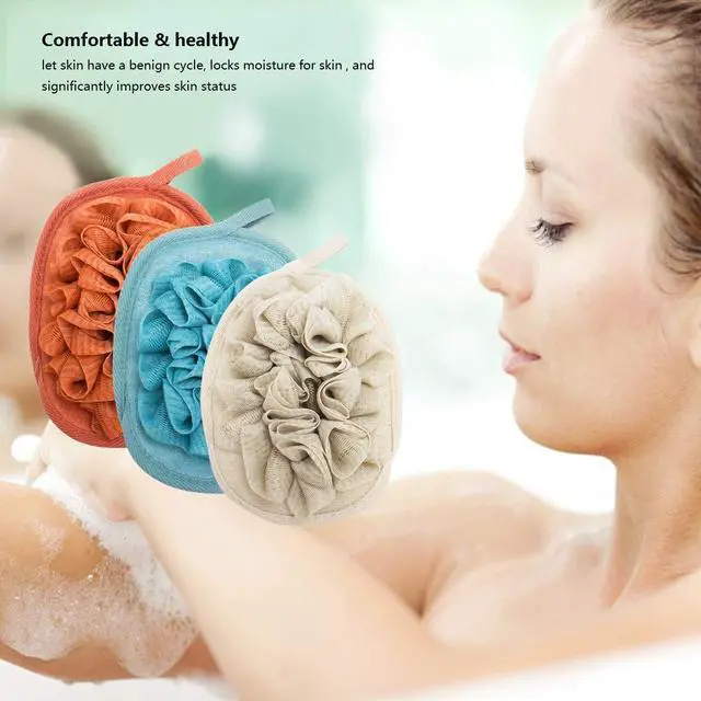 Alt view image 3 of 7 - 3 Pack Body Sponge Brushes Pouf Mesh Brush Shower Glove with Flower Bath Ball
