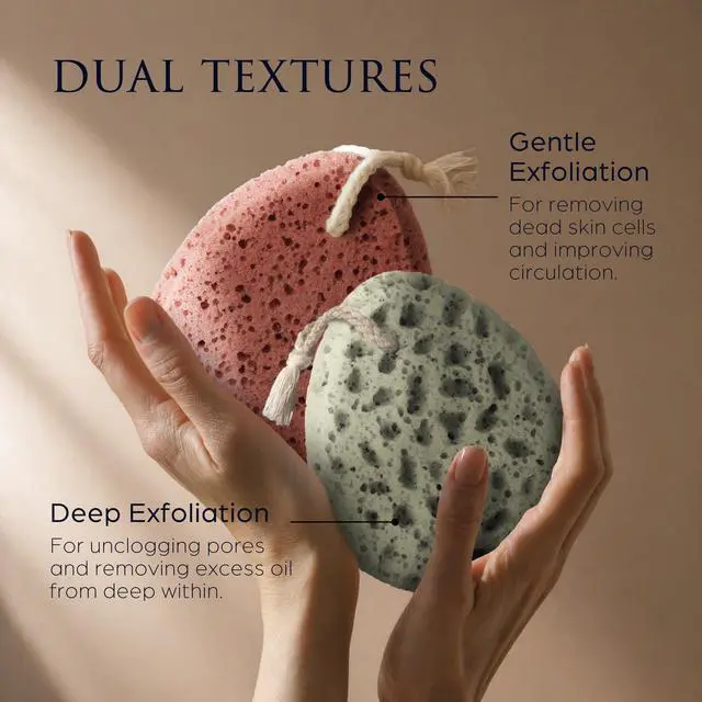 Alt view image 2 of 7 - Spongentle Loofah Sponge for Shower and Bathing, Bath Sponge with Dual Texture, Shower Pouf for Gentle and Deep Exfoliation, Large Size Body Scrubber for Men & Women, PU Foam, 37% More Lather, 2 Pack