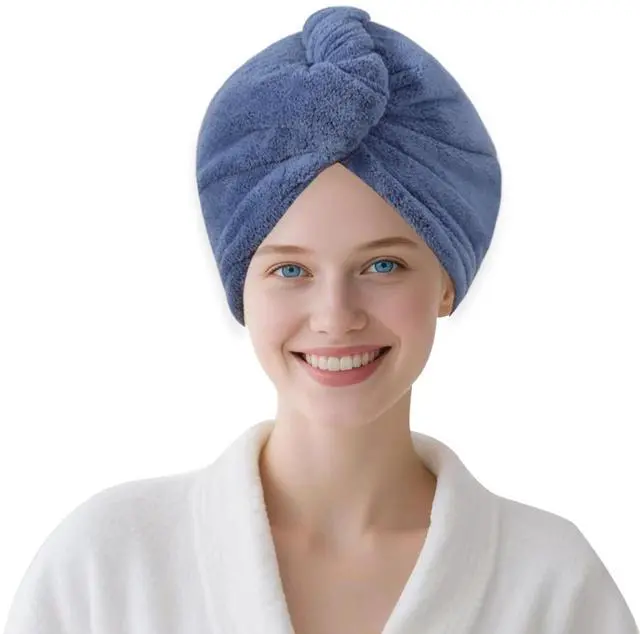 Main image of Microfiber Hair Drying Towel Wrap,Hair Turbans Towel for Wet Hair | Soft and Comfortable,10 times Absorbed,Dries Hair Quickly,Conv for Makeup and Housework,1P:Dark Blue
