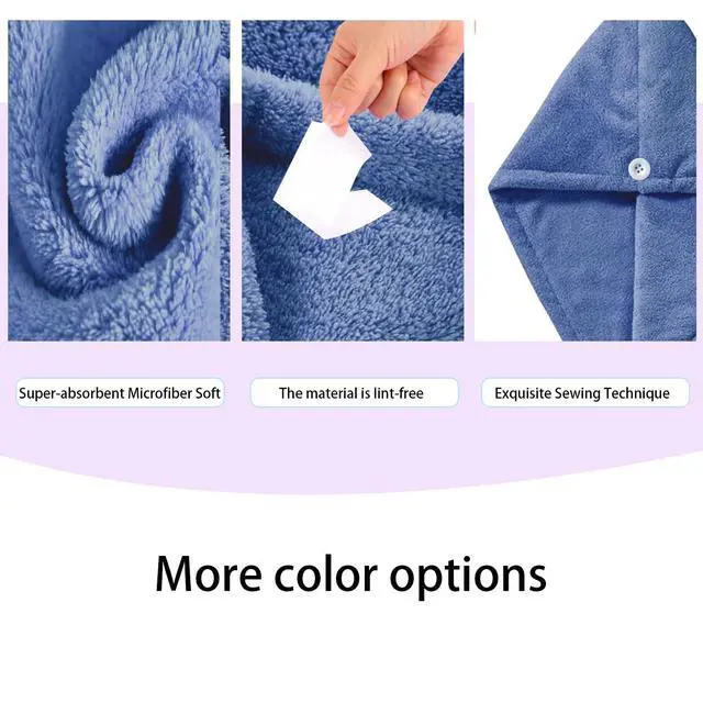 Alt view image 3 of 7 - Microfiber Hair Drying Towel Wrap,Hair Turbans Towel for Wet Hair | Soft and Comfortable,10 times Absorbed,Dries Hair Quickly,Conv for Makeup and Housework,1P:Dark Blue