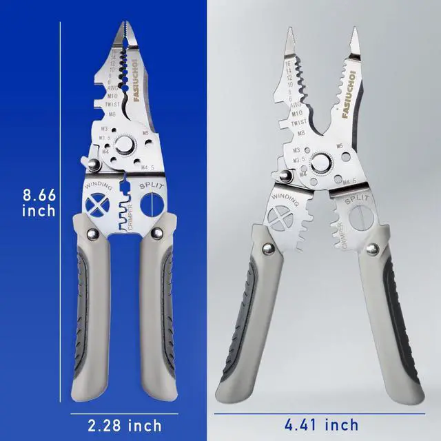 Alt view image 2 of 6 - Multi-function Wire Stripper Tool Electrical, 9-in-1 Wire Cutter & Wire Crimping Tool, Adjustable AWG 6-16, Comfortable Grip and Refined Craftsmanship
