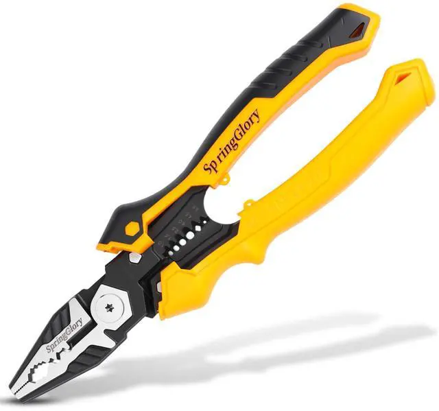 Main image of 7-in-1 Linesman Pliers,9 inch Multipurpose Combination Pliers with Wire Stripper/Crimper/Cutter/Brake Cable Stripper Function, Heavy Duty Side-Cutting Pliers.