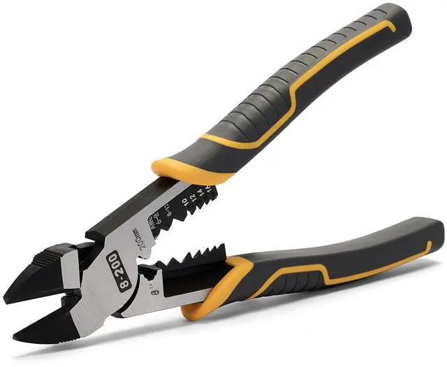 Main image of Multi-Function Diagonal Pliers, 8-inch 4-in-1 Cr-V Steel Heavy Duty Side-Cutting Pliers with Cutting, Stripping, Crimping, and Gripping for Electricians and Homes