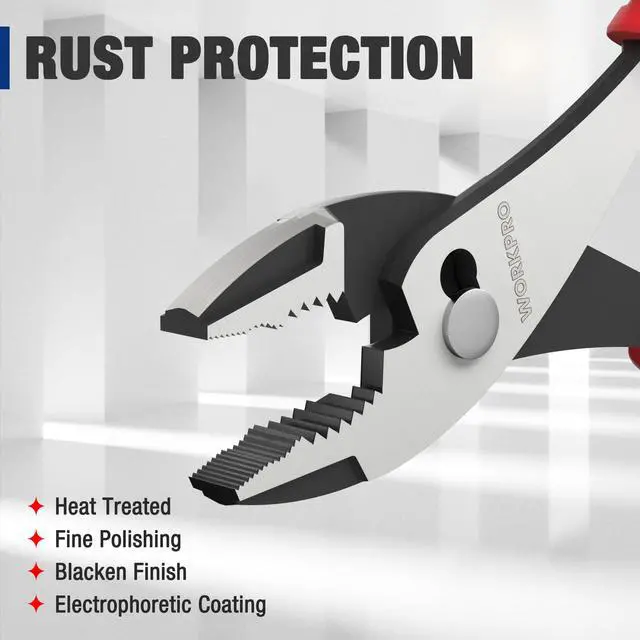 Alt view image 3 of 7 - 8 Slip Joint Pliers Tool, Large Soft Grip,Rust Prevention Finish, 3-Zone Serrated Jaw Forged from High Carbon Steel for Maximum Grip