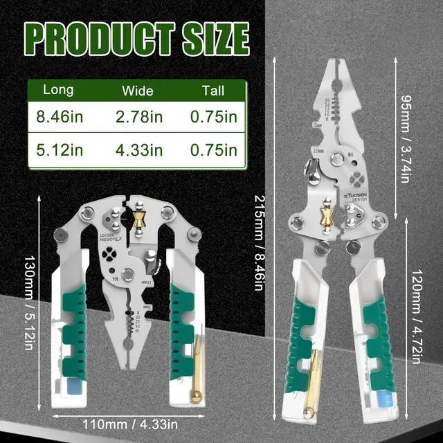 Alt view image 2 of 7 - 18 In 1 Foldable ire Stripper, With Voltage Detector, Multifunctional Wire Stripping Pliers for Cutting And Pulling Wires Cable, Cable Cutters with Plier, Crimper (1PCS)