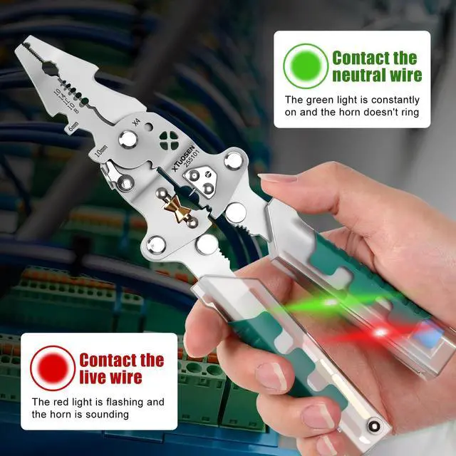 Alt view image 4 of 7 - 18 In 1 Foldable ire Stripper, With Voltage Detector, Multifunctional Wire Stripping Pliers for Cutting And Pulling Wires Cable, Cable Cutters with Plier, Crimper (1PCS)