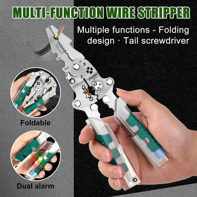 Alt view image 3 of 7 - 18 In 1 Foldable ire Stripper, With Voltage Detector, Multifunctional Wire Stripping Pliers for Cutting And Pulling Wires Cable, Cable Cutters with Plier, Crimper (1PCS)