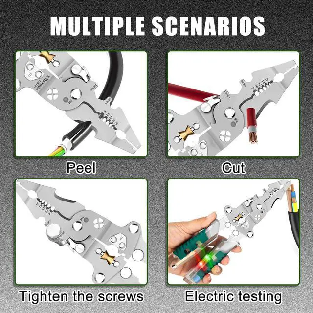 Alt view image 5 of 7 - 18 In 1 Foldable ire Stripper, With Voltage Detector, Multifunctional Wire Stripping Pliers for Cutting And Pulling Wires Cable, Cable Cutters with Plier, Crimper (1PCS)