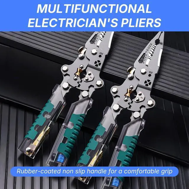 Alt view image 7 of 7 - Folding Stylus Screwdriver Wire Stripper, 18-in-1 Multifunctional Tuvilo Electrical Pliers, Chrome Vanadium Steel, Wire Cutter with Electricity Tester, Crimper, Cable Splitter for Electrical Work