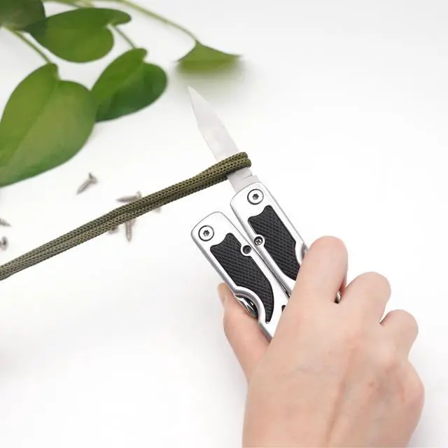 Alt view image 7 of 7 - PLB027 stainless steel multi-function plier. 27 functions with knife, fish scaler, screwdrivers, can and bottle opener, 11 bits and 1 socket. Hand size and easy to carry and use indoor, outdoor