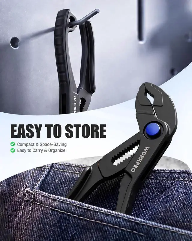 Alt view image 5 of 7 - Mini Water Pump Pliers, 4-Inch Groove Joint Pliers for Tight Spaces | Tongue and Groove Pliers, Alloy Steel, 15-Position Push-Lock, V-Jaw Design, Multi-Surface Grip, Pocket Size, Everyday Carry