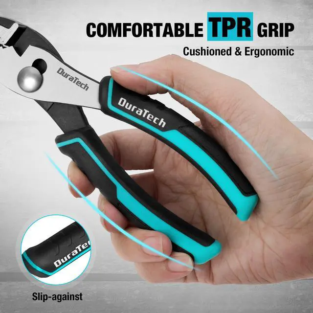 Alt view image 3 of 7 - 6 Inch Slip Joint Pliers, Small Pliers with Comfortable TPR Handle | High Carbon Steel, Swivel Rivet, Strong Sharp Teeth, Pliers for Tightening, Loosening and Gripping Nuts and Bolts