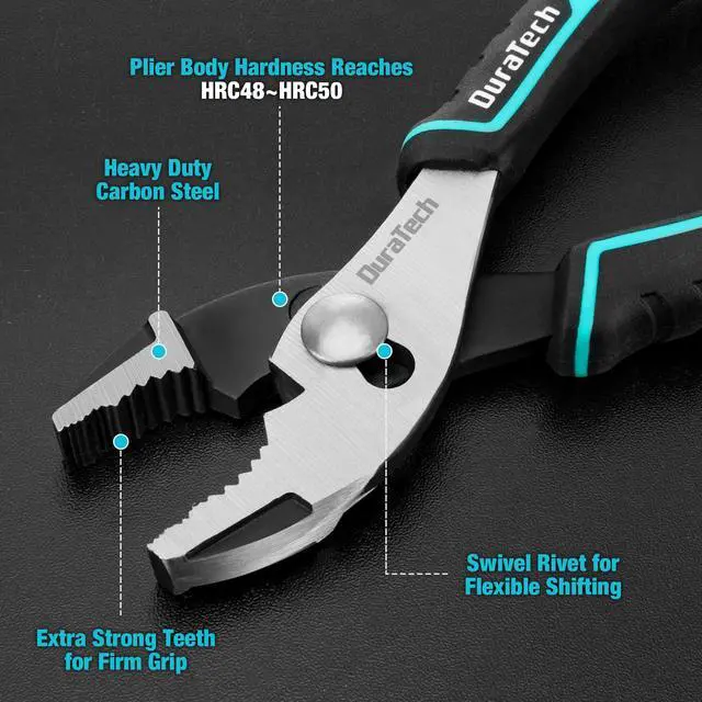 Alt view image 5 of 7 - 6 Inch Slip Joint Pliers, Small Pliers with Comfortable TPR Handle | High Carbon Steel, Swivel Rivet, Strong Sharp Teeth, Pliers for Tightening, Loosening and Gripping Nuts and Bolts