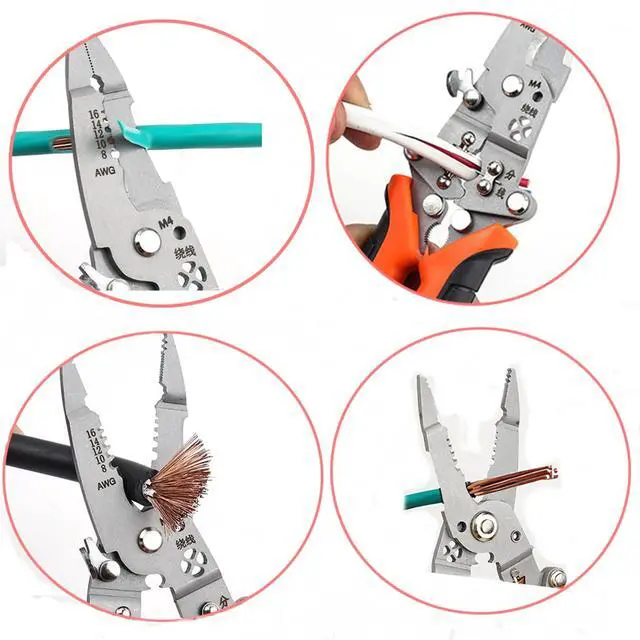 Alt view image 2 of 7 - 12-in-1 Multifunctional Wire Stripper, Foldable Wire Stripper | Professional electrician's pliers for cutting, stripping, and crimping.