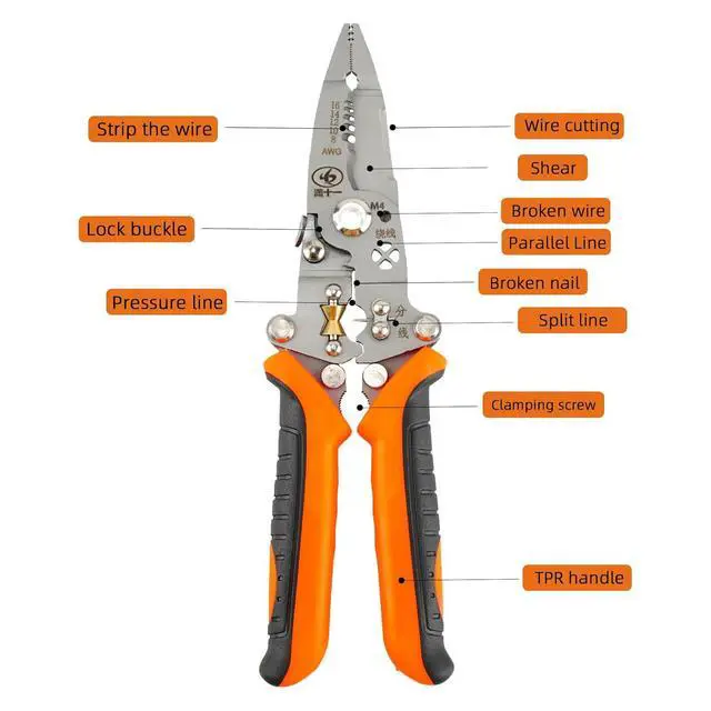 Alt view image 4 of 7 - 12-in-1 Multifunctional Wire Stripper, Foldable Wire Stripper | Professional electrician's pliers for cutting, stripping, and crimping.