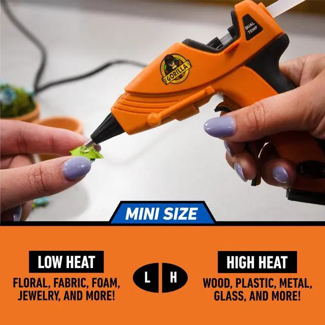 Alt view image 5 of 7 - Hot Glue Gun, Dual Temp, Mini Size, Easy Squeeze Trigger | Precision Nozzle, Enhanced Safety Features, Built-In Stand, Ideal for DIY, Craft, Repairs, and More