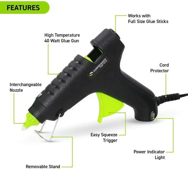 Alt view image 2 of 6 - H-270 Essentials Series 40 Watt Full Size High-Temperature Hot Glue Gun for Crafting, DIY, Repairs - Black