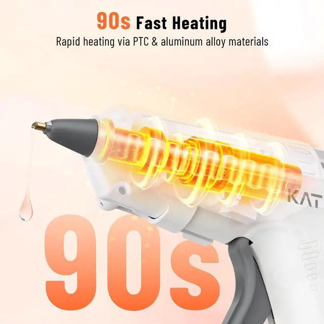 Alt view image 3 of 7 - 3.7V Cordless Hot Glue Gun Kit with 15 Glue Sticks, 90s Fast Heating | USB-C Rechargeable with 2000mAh Built-in Battery, Compact and Portable for DIY, Gift Making, School Crafts & Repairs (White)