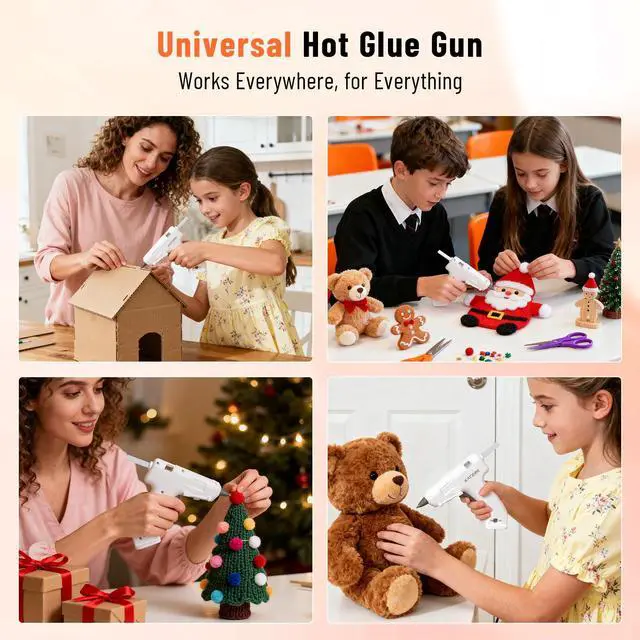 Alt view image 7 of 7 - 3.7V Cordless Hot Glue Gun Kit with 15 Glue Sticks, 90s Fast Heating | USB-C Rechargeable with 2000mAh Built-in Battery, Compact and Portable for DIY, Gift Making, School Crafts & Repairs (White)