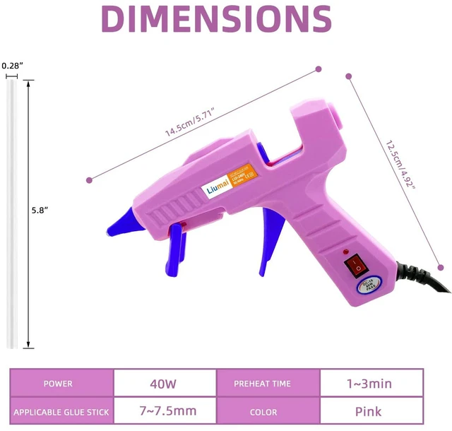 Alt view image 2 of 7 - Glue Gun, Hot Glue Gun Kit with 30 Glue Sticks, Mini Hot Melt Glue Gun for Crafts, Mini Craft Glue Guns with Carry Case for School DIY Arts and Home Repair